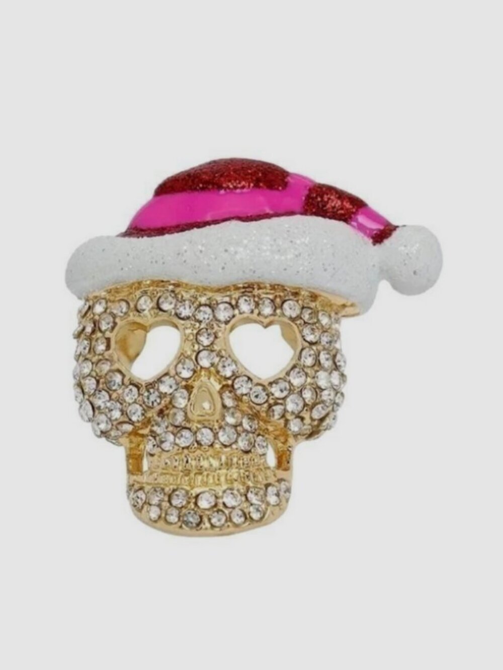Betsey Johnson Holiday Santa Pink Crystal Skull Ring Size 6 & 8 New NWT